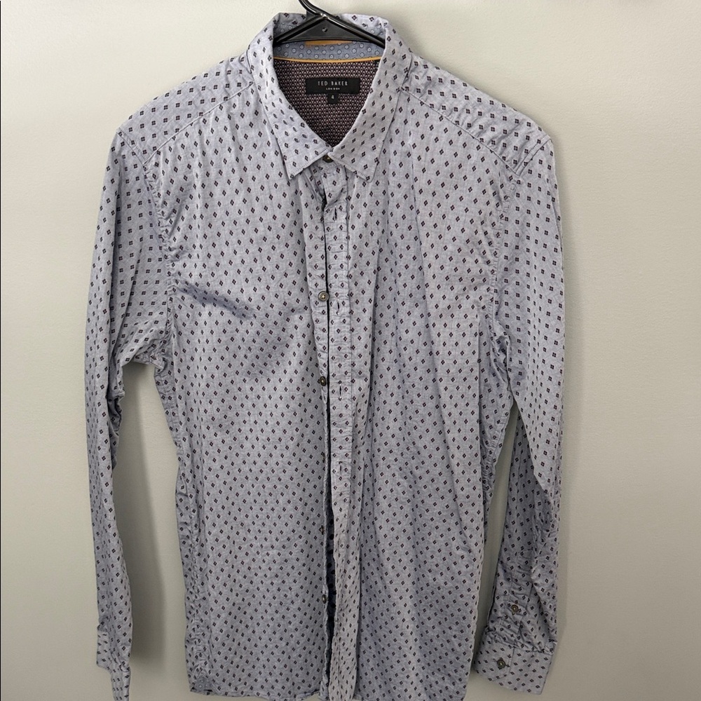Ted Baker Men's Light Blue Geometric Shirt